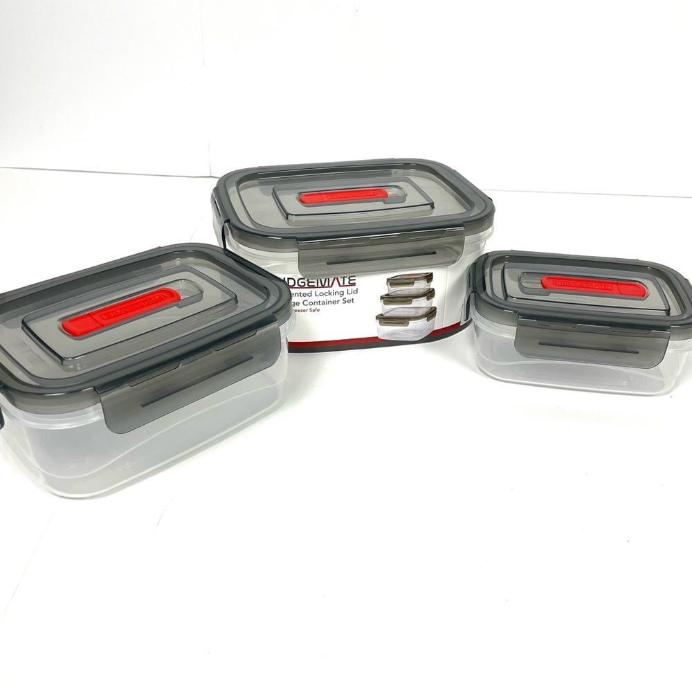 3 Piece Fridgemate Vented Locking Lid Nesting Storage Set